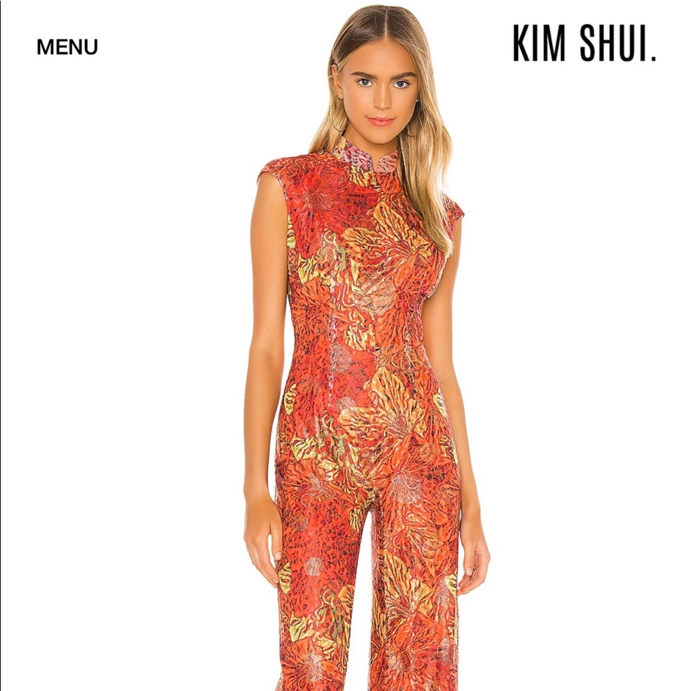 Kim shui red lace jumpsuit small like new